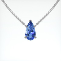 0.66 Ct. Blue Sapphire Necklace, 18K White Gold 1