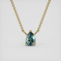 0.36 Ct. Bluish Green Sapphire Necklace, 10K Yellow Gold 1