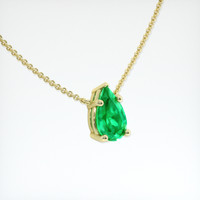 0.80 Ct. Emerald Necklace, 18K Yellow Gold 2