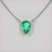 0.84 Ct. Emerald Necklace, 18K White Gold 1