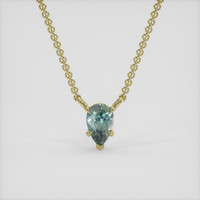 0.30 Ct. Bluish Green Sapphire Necklace, 10K Yellow Gold 1