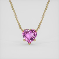 1.11 Ct. Purplish Pink Sapphire Necklace, 14K Yellow Gold 1