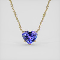 1.05 Ct. Purplish Blue Sapphire Necklace, 14K Yellow Gold 1