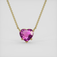1.19 Ct. Purplish Pink Sapphire Necklace, 18K Yellow Gold 1