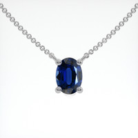 0.77 Ct. Blue Sapphire Necklace, 14K White Gold 1