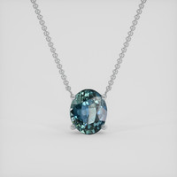 1.84 Ct. Greenish Blue Sapphire Necklace, 14K White Gold 1