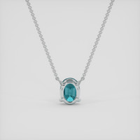 1.50 Ct. Greenish Blue Sapphire Necklace, 14K White Gold 4