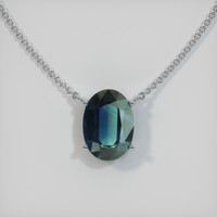 3.24 Ct. Bluish Green Sapphire Necklace, 14K White Gold 1