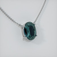 3.24 Ct. Bluish Green Sapphire Necklace, 14K White Gold 2