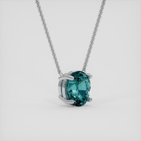 1.84 Ct. Greenish Blue Sapphire Necklace, 18K White Gold 2