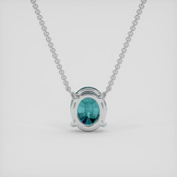 1.84 Ct. Greenish Blue Sapphire Necklace, 18K White Gold 4