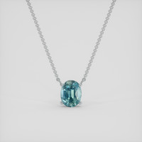 1.50 Ct. Greenish Blue Sapphire Necklace, 18K White Gold 1