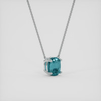 1.50 Ct. Greenish Blue Sapphire Necklace, 18K White Gold 2