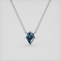 1.23 Ct. Greenish Blue Sapphire Necklace, 14K White Gold 1