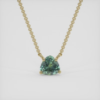 0.51 Ct. Bluish Green Sapphire Necklace, 18K Yellow Gold 1