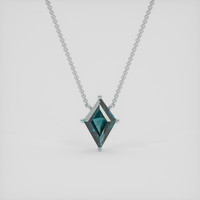 1.59 Ct. Greenish Blue Sapphire Necklace, 18K White Gold 1