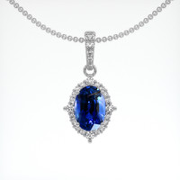 1.54 Ct. Blue Sapphire Pendant, 14K White Gold 1