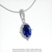 1.54 Ct. Blue Sapphire Pendant, 18K White Gold 2