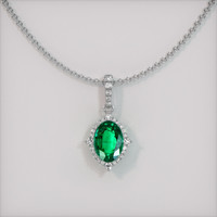 1.21 Ct. Emerald Pendant, 18K White Gold 1