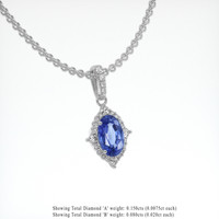 1.20 Ct. Blue Sapphire Pendant, 18K White Gold 2