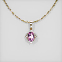 0.85 Ct. Pink Sapphire Pendant, 14K Yellow Gold 1
