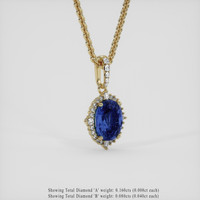 2.34 Ct. Blue Sapphire Pendant, 18K Yellow Gold 2