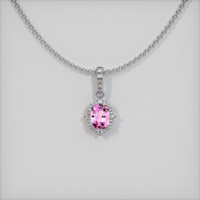 0.66 Ct. Pink Sapphire Pendant, 14K White Gold 1