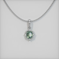 0.81 Ct. Green Sapphire Pendant, 14K White Gold 1