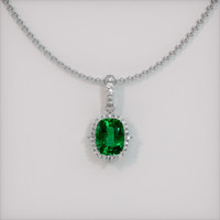 2.05 Ct. Emerald Pendant, 18K White Gold 1