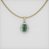4.50 Ct. Bluish Green Sapphire Pendant, 18K Yellow Gold 1