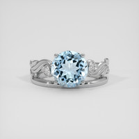 2.69 Ct. Blue Aquamarine Ring, Platinum 950 1