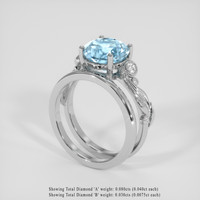 2.69 Ct. Blue Aquamarine Ring, Platinum 950 2