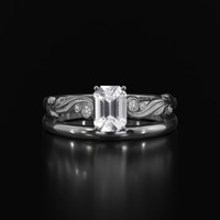 1.09 Ct. White Sapphire Ring, Platinum 950 1