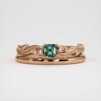 0.42 Ct. Greenish Blue Sapphire Ring, 14K Rose Gold 1