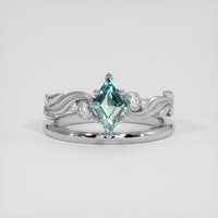 1.01 Ct. Greenish Blue Sapphire Ring, Silver 1