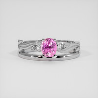 0.82 Ct. Pink Sapphire Ring, 14K White Gold 1