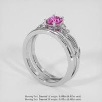 0.82 Ct. Pink Sapphire Ring, 14K White Gold 2