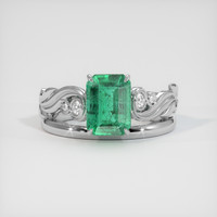 1.45 Ct. Emerald Ring, 18K White Gold 1