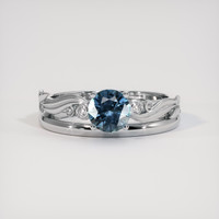 0.82 Ct. Greenish Blue Sapphire Ring, 18K White Gold 1
