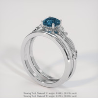 0.82 Ct. Greenish Blue Sapphire Ring, 18K White Gold 2