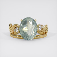 4.70 Ct. Bluish Green Sapphire Ring, 14K Yellow Gold 1