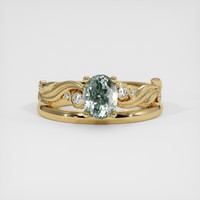 1.00 Ct. Bluish Green Sapphire Ring, 14K Yellow Gold 1