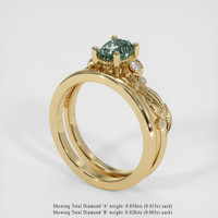 1.00 Ct. Bluish Green Sapphire Ring, 14K Yellow Gold 2