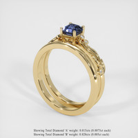 0.98 Ct. Blue Sapphire Ring, 14K Yellow Gold 2