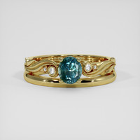 1.19 Ct. Greenish Blue Sapphire Ring, 14K Yellow Gold 1