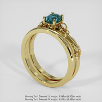 1.19 Ct. Greenish Blue Sapphire Ring, 14K Yellow Gold 2