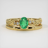 0.57 Ct. Emerald Ring, 18K Yellow Gold 1