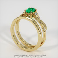 0.57 Ct. Emerald Ring, 18K Yellow Gold 2