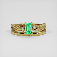 0.48 Ct. Emerald Ring, 18K Yellow Gold 1