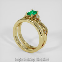 0.48 Ct. Emerald Ring, 18K Yellow Gold 2